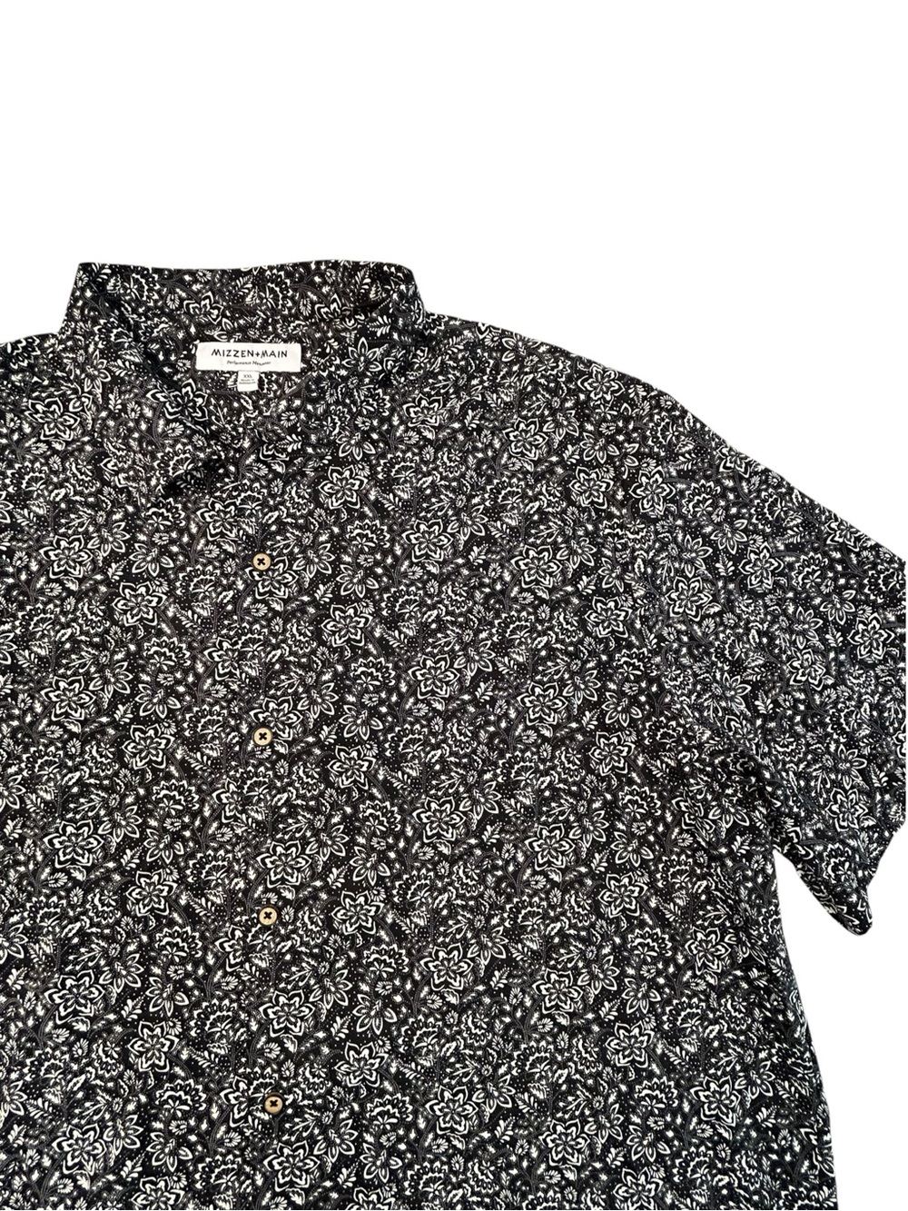 Mizzen+Main Black Floral Short-Sleeve Button-Up Casual Men’s Shirt XXL